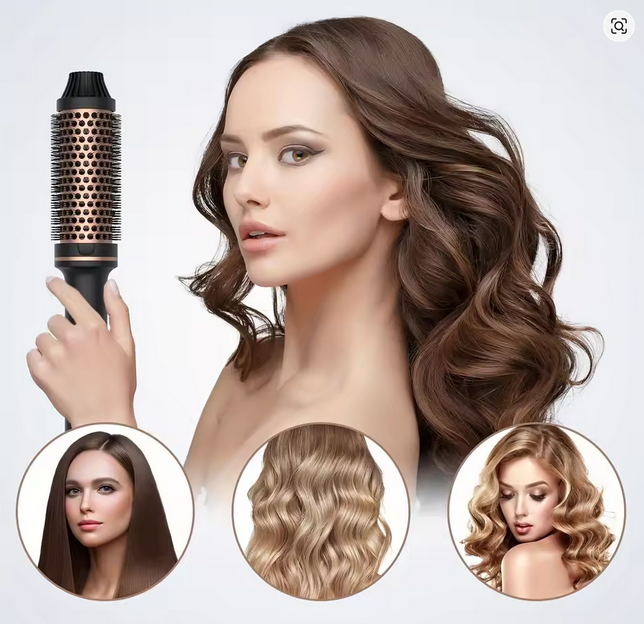 3 In 1 Ionic Hair Curler Straightener Professional Curling Iron Heated Hair Styling Brush Anti-Scald Thermal Brush Curl Wand