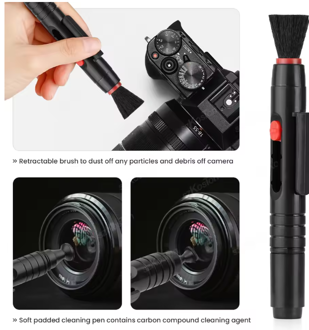 Lens Cleaning Pen with Soft Brush Double-Sided Carbon Head for Camera Lens Optical Lens Glasses PS4 PS5 VR Headset Cleaning